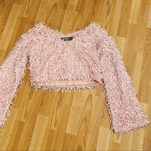 Light pink shaggy knit top long sleeve- DOLLS KILL